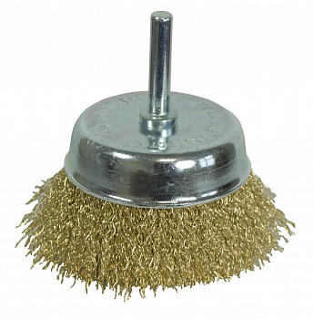 Щетка-чашка для дрели 75мм, латунированная волнистая проволока "Hardcore"