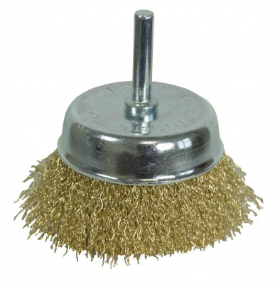 Щетка-чашка для дрели 75мм, латунированная волнистая проволока "Hardcore"