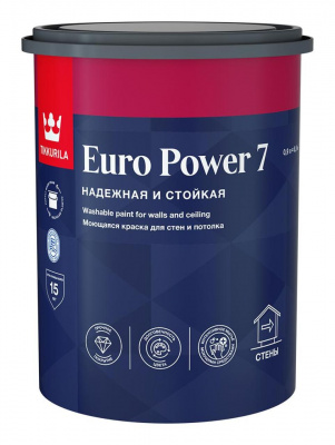Краска Тиккурила ЕВРО 7 POWER С матовая интерьерная стойкая к мытью 0,9л