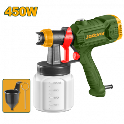 Краскопульт 450Вт,0.8л,0,1-0,2 бар,500мл/мин,100din JADEVER
