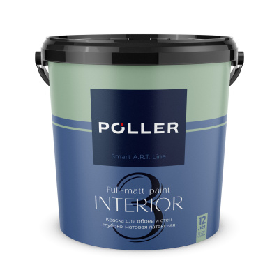 Краска Poller A.R.T. латексная глубокоматовая для обоев и стен 3 База А белая 9л