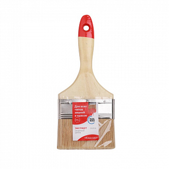 Кисть плоская Классик-Эксперт 100мм натуральная светлая щетина, деревянная ручка TOOLBERG