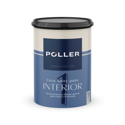 Краска Poller A.R.T. латексная для стен и потолков 1 белая 0,9л