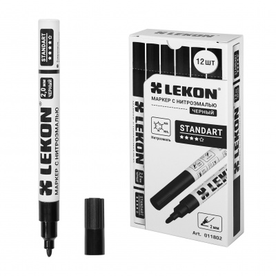 Маркер LEKON Standart с нитроэмалью 2 мм цвет черный