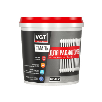 Эмаль для радиаторов акриловая ВД-АК-1179 VGT "Профи" матовая супербелая 1кг