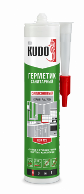 Герметик силиконовый санитарный KUDO сигнальный серый 280 мл