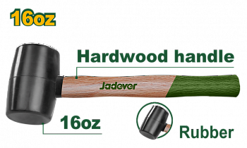 Киянка резиновая 450гр черная с деревянной ручкой JADEVER