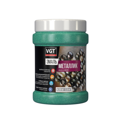Эмаль акриловая ВД-АК-1179 VGT универсальная "МЕТАЛЛИК" изумруд 0,23кг (неморозостойкая)