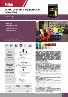 Эмаль акриловая глянцевая "Palizh" красная RAL 3020 1 кг