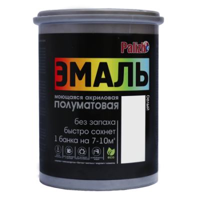 Эмаль акриловая Palizh полуматовая белая база А 1,1кг