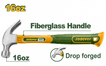 Молоток-гвоздодер 450гр кованный с фибергласовой ручкой JADEVER