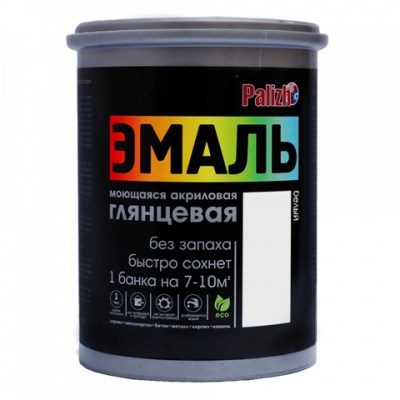 Эмаль акриловая Palizh глянцевая белая база А 1,1кг