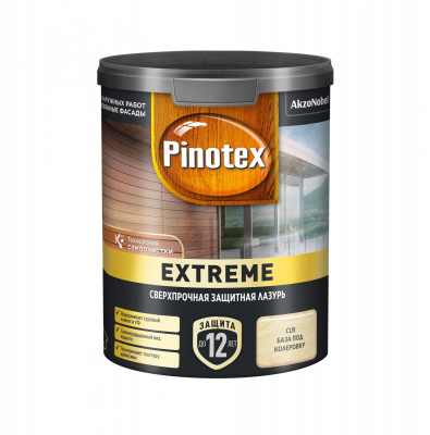 Лазурь PINOTEX-EXTREME для дерева прозрачная база CLR 0.9л
