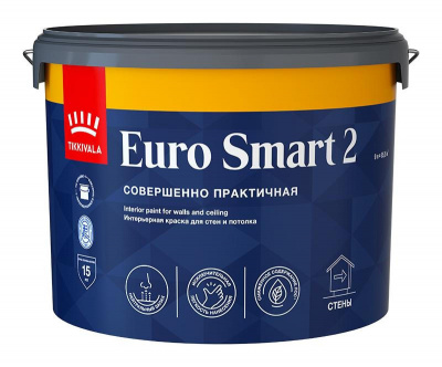Краска TIKKIVALA Euro Smart 2 интерьерная глубокоматовая 9л
