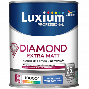 Краска ВД Luxium Prof Diamond Extra Matt глубокоматовая база BC 0,9л
