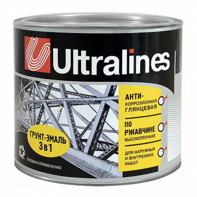 Грунт-эмаль по ржавчине UltraLines белая 1,8кг