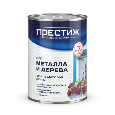 Эмаль ПФ-115 ПРЕСТИЖ белая матовая ГОСТ 0,9кг