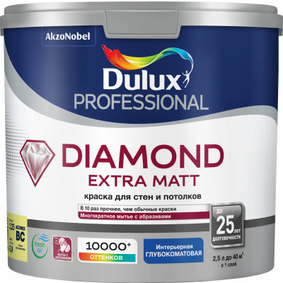 Краска DULUX Professional Diamond Extra Matt  глуб/мат BС 2,25л немороз.