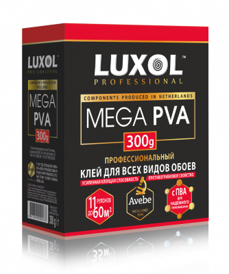 Клей обойный «LUXOL MEGA PVA» (Professional) 300 г, коробка