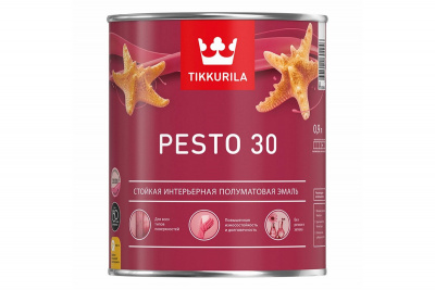 Эмаль алкидная TIKKIVALA Pesto 30 универсальная полуматовая база A 0,9л