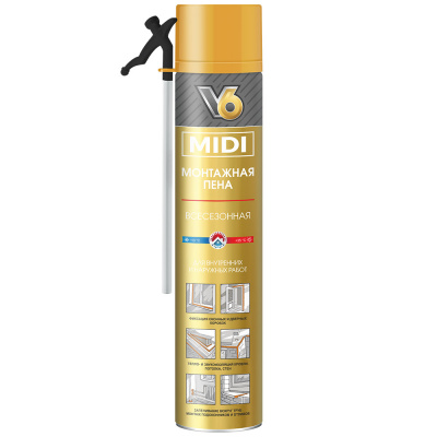 Пена монтажная бытовая V6 MIDI всесезонная, 510г
