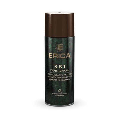 Аэрозольная грунт-эмаль по ржавчине 3 в 1 Erica коричневая RAL8017 520мл