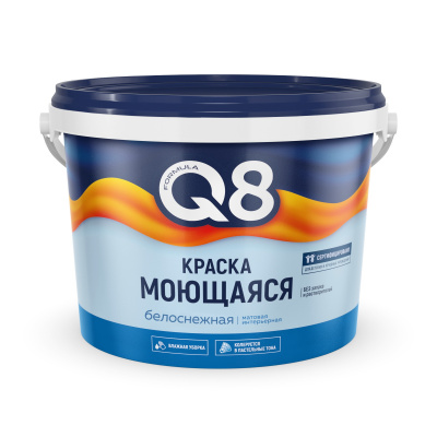 Краска ФОРМУЛА Q8 ВД-АК моющаяся 2,7кг