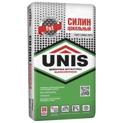 Штукатурка цементная Юнис Силин цокольная высокопрочная 25кг