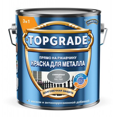 Краска 3 в 1 Topgrade гладкая серая RAL7042 2л