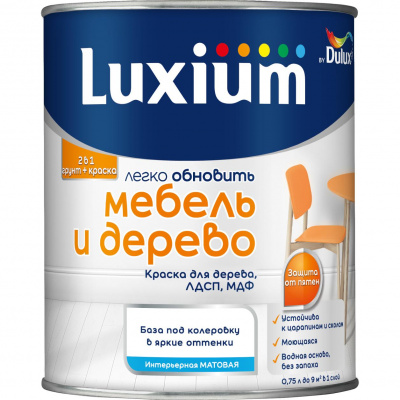 Краска для мебели и дерева Luxium база BC матовая 0,75л