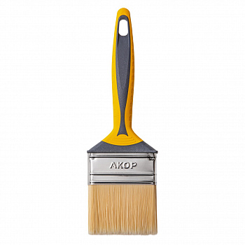 Кисть для эмалей Профи 70х12, двухкомпонентная ручка, нержавеющая сталь АКОР