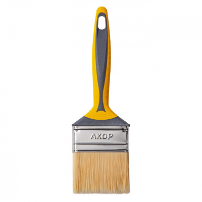 Кисть для эмалей Профи 70х12, двухкомпонентная ручка, нержавеющая сталь АКОР