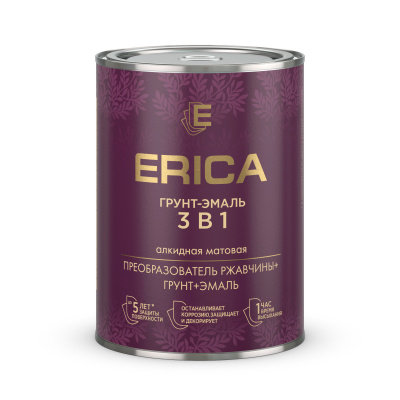 Грунт-эмаль 3 в 1 Erica серая 0,8кг