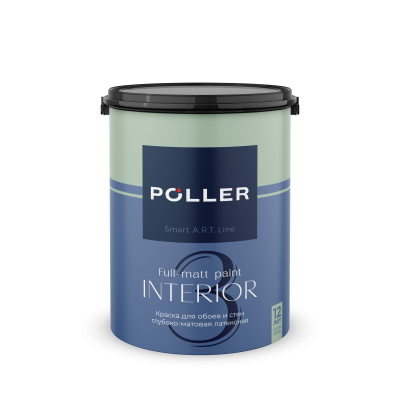 Краска Poller A.R.T. латексная глубокоматовая для обоев и стен 3 База С 9л