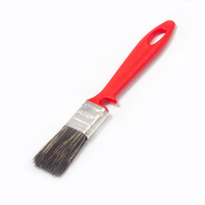 Кисть плоская Водные краски 25*10 смесовая черная щетина, пластиковая красная ручка АКОР