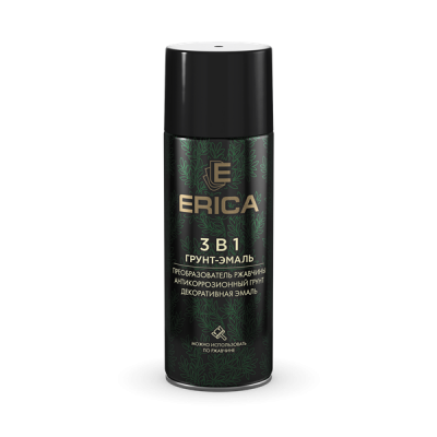 Аэрозольная грунт-эмаль по ржавчине 3 в 1 Erica черная 520мл