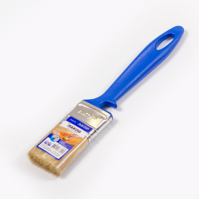 Кисть плоская Лаки 35*10 синтетическая щетина, пластиковая синяя ручка АКОР