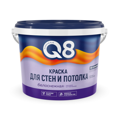 Краска ФОРМУЛА Q8 ВД-АК для стен и потолка 4,5кг