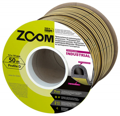 Уплотнитель ZOOM Industrial D-профиль промышлен. 10х12 черный 50м (Тегра) (02-2-4-220)