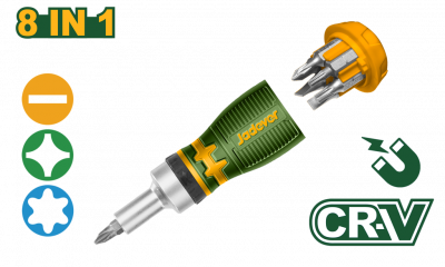 Отвертка со сменными битами 7шт (SL5,SL6,PH0,PH1,PH2,T10,T20*25мм) JADEVER