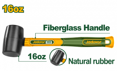 Киянка резиновая 450гр черная с фибергласовой ручкой JADEVER