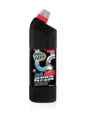 Химия: Bath Prof средство для устранения засоров в трубах, концентрат,1 л