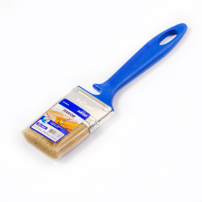 Кисть плоская Лаки 50*12 синтетическая щетина, пластиковая синяя ручка АКОР