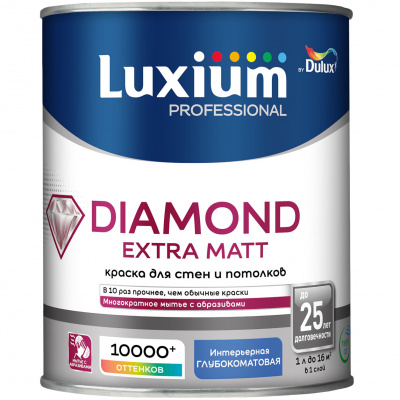 Краска ВД Luxium Prof Diamond Extra Matt глубокоматовая база BW 1л