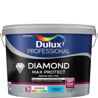 Краска DULUX Professional Diamond Max Protect матовая BW 9 л