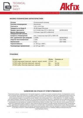 Герметик силиконовый термостойкий Akfix НТ300 красный 310мл