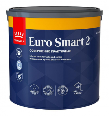 Краска TIKKIVALA Euro Smart 2 интерьерная глубокоматовая 2,7л