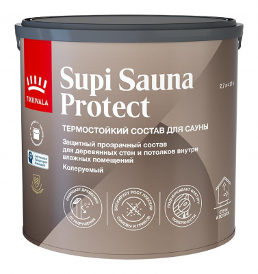 Состав для сауны термостойкий TIKKIVALA SUPI SAUNA PROTECT полуматовый база EP 2,7л