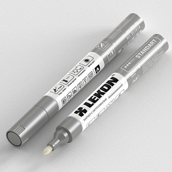Маркер LEKON Standart с нитроэмалью 4 мм цвет серебро