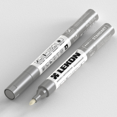 Маркер LEKON Standart с нитроэмалью 4 мм цвет серебро